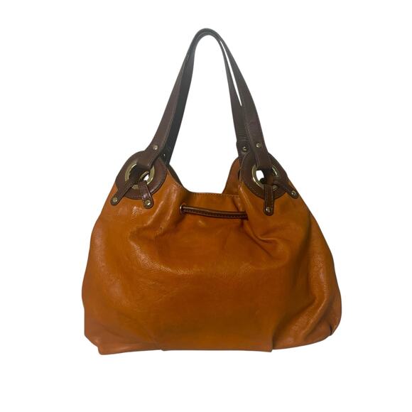 Michael Kors Drawstring Bucket Bag Phoebe Brown Tan Leather Handbag Hobo Purse - Picture 3 of 12